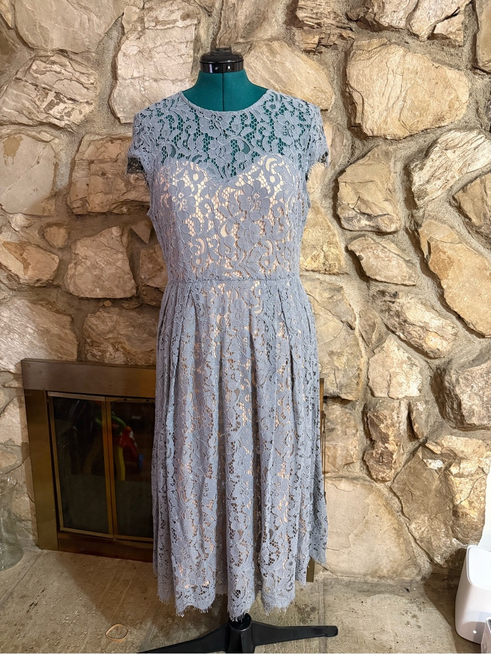 H&M Blue Lace Fit and Flare Dress